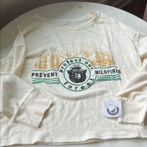 New Grayson Threads Cream Pajama Top‎ with Forest Graphic large